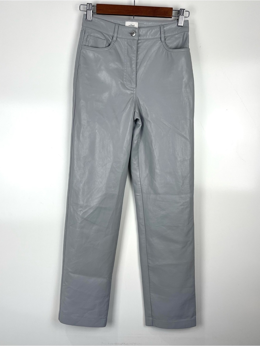 Aritzia Wilfred The Melina Pant Women’s Faux Leather Straight Leg Grey Size 0